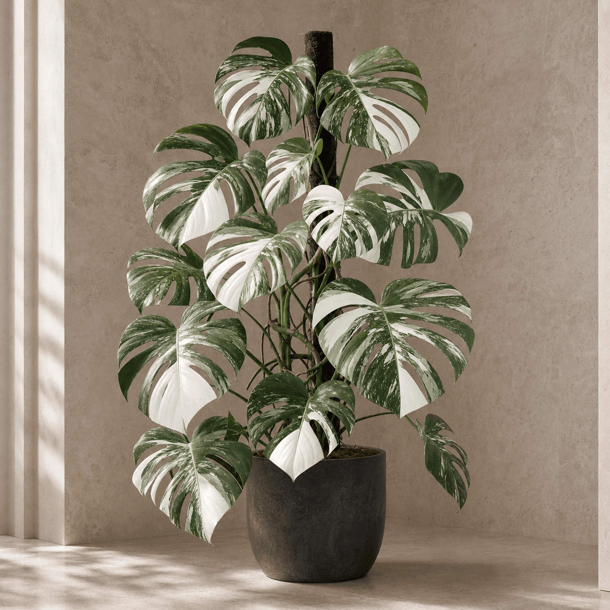 AI-generated concept of Monstera Albo Borsigiana; Monstera Albo Borsigiana identity requires verification