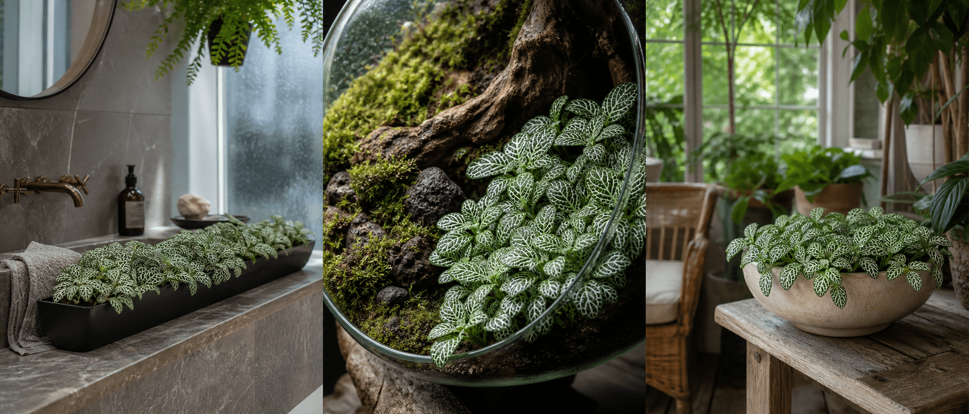 Nerve Plant shown in three settings: Bright executive office, Modern living room, Sheltered patio